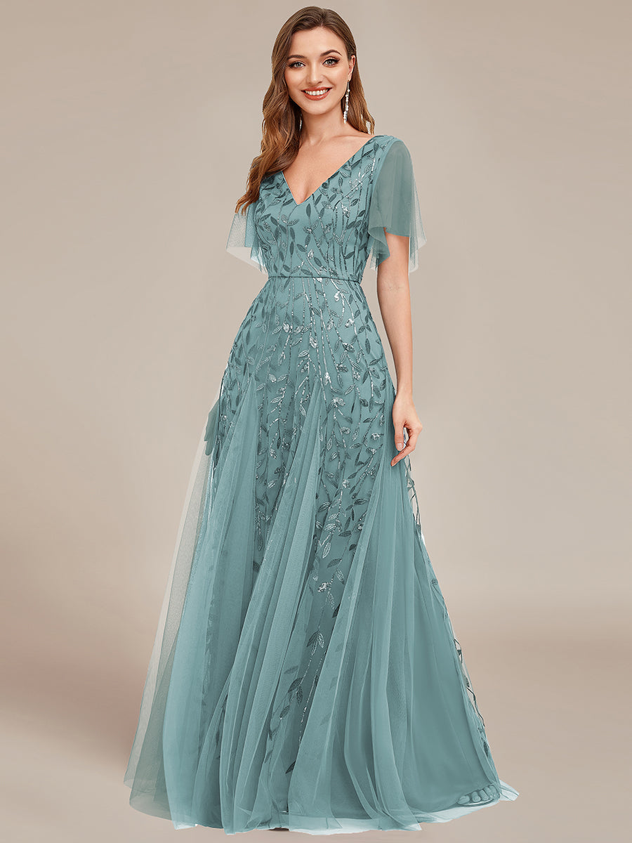 Deep v neck evening gown best sale