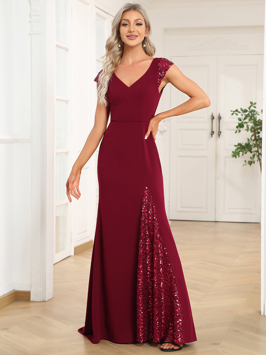 Maroon fishtail hot sale dress