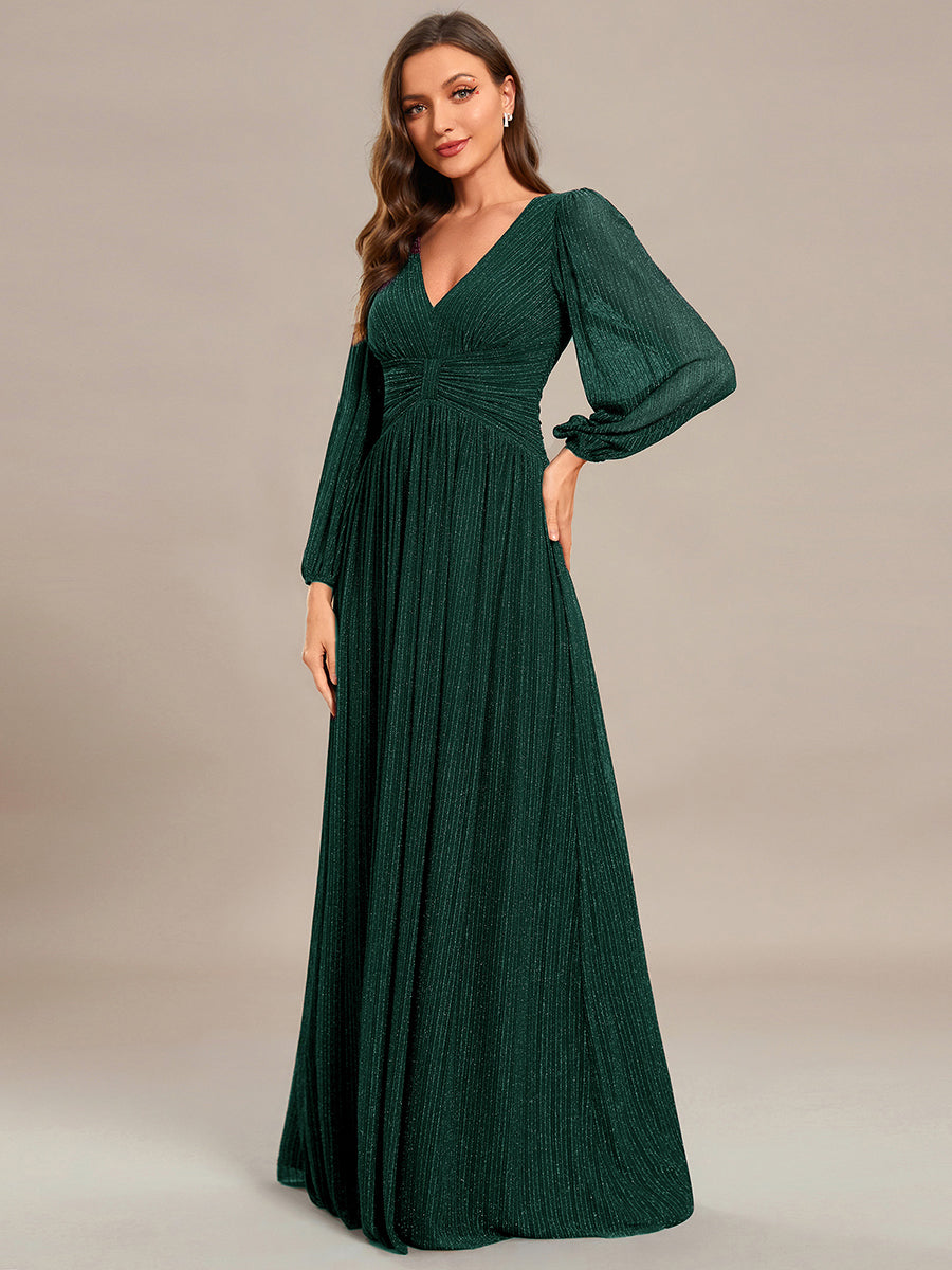 Green long sleeve maxi evening dress best sale