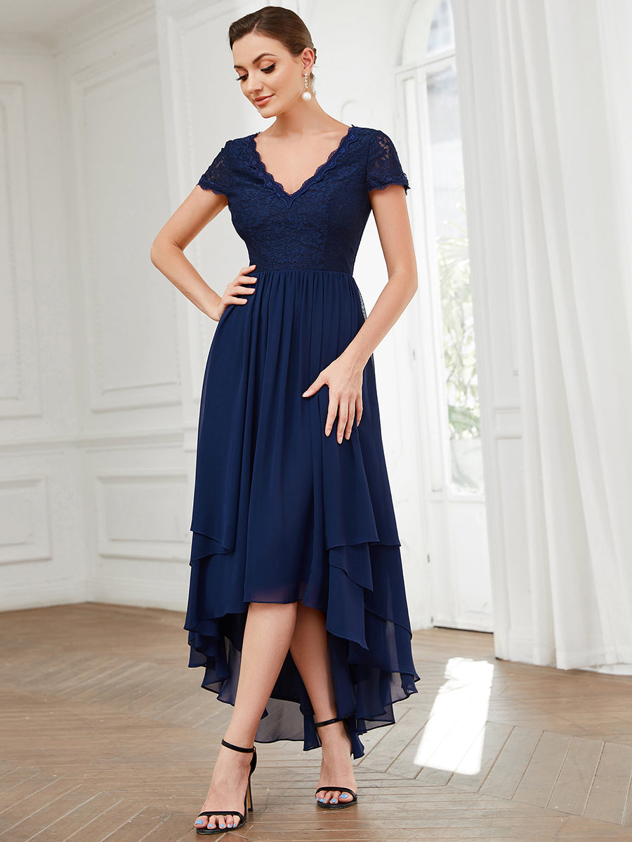 Asymmetrical hem mother outlet of the bride dress