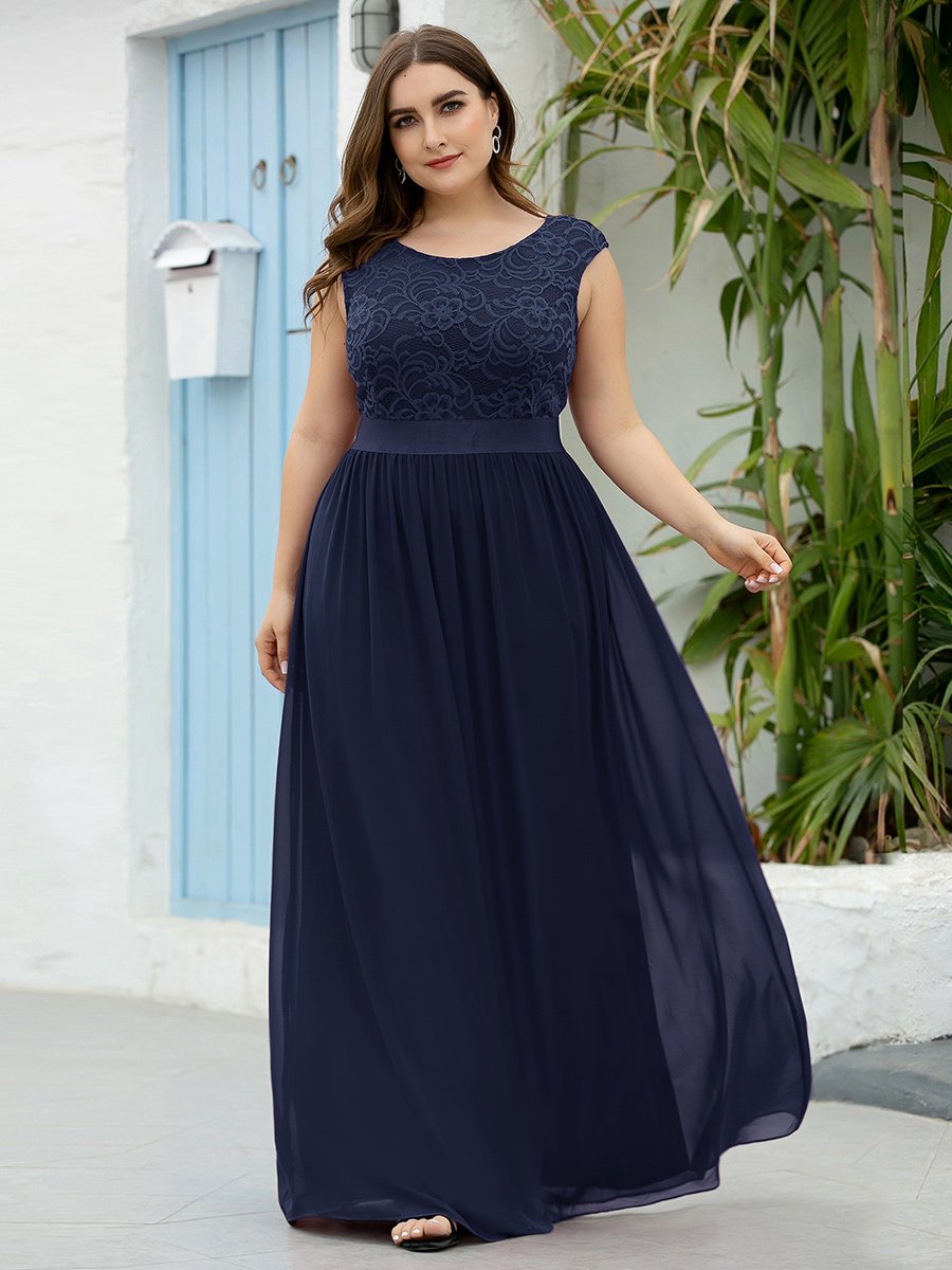 Plus size navy blue dress hot sale for wedding