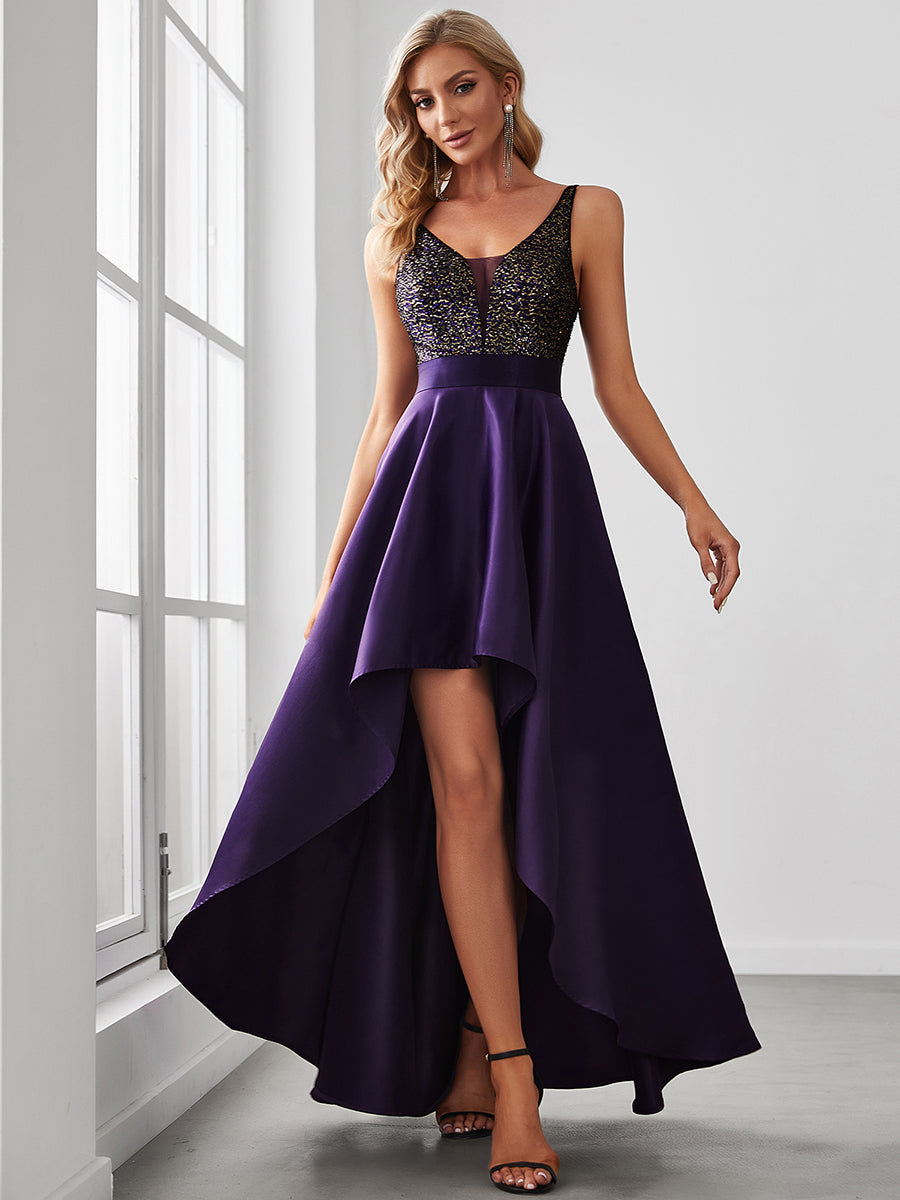 Purple High Low Bridesmaid Dresses