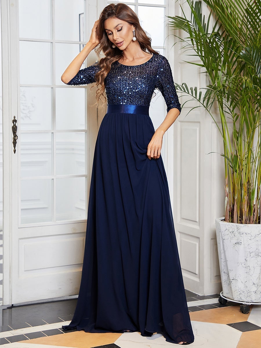 Custom Size Formal Evening Dresses Long Sleeves with Sequin Wholesale