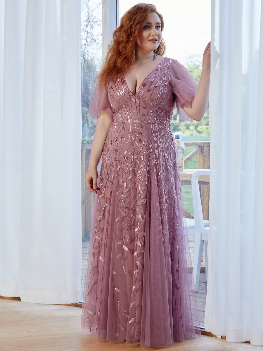 Rose gold long hot sale dress plus size