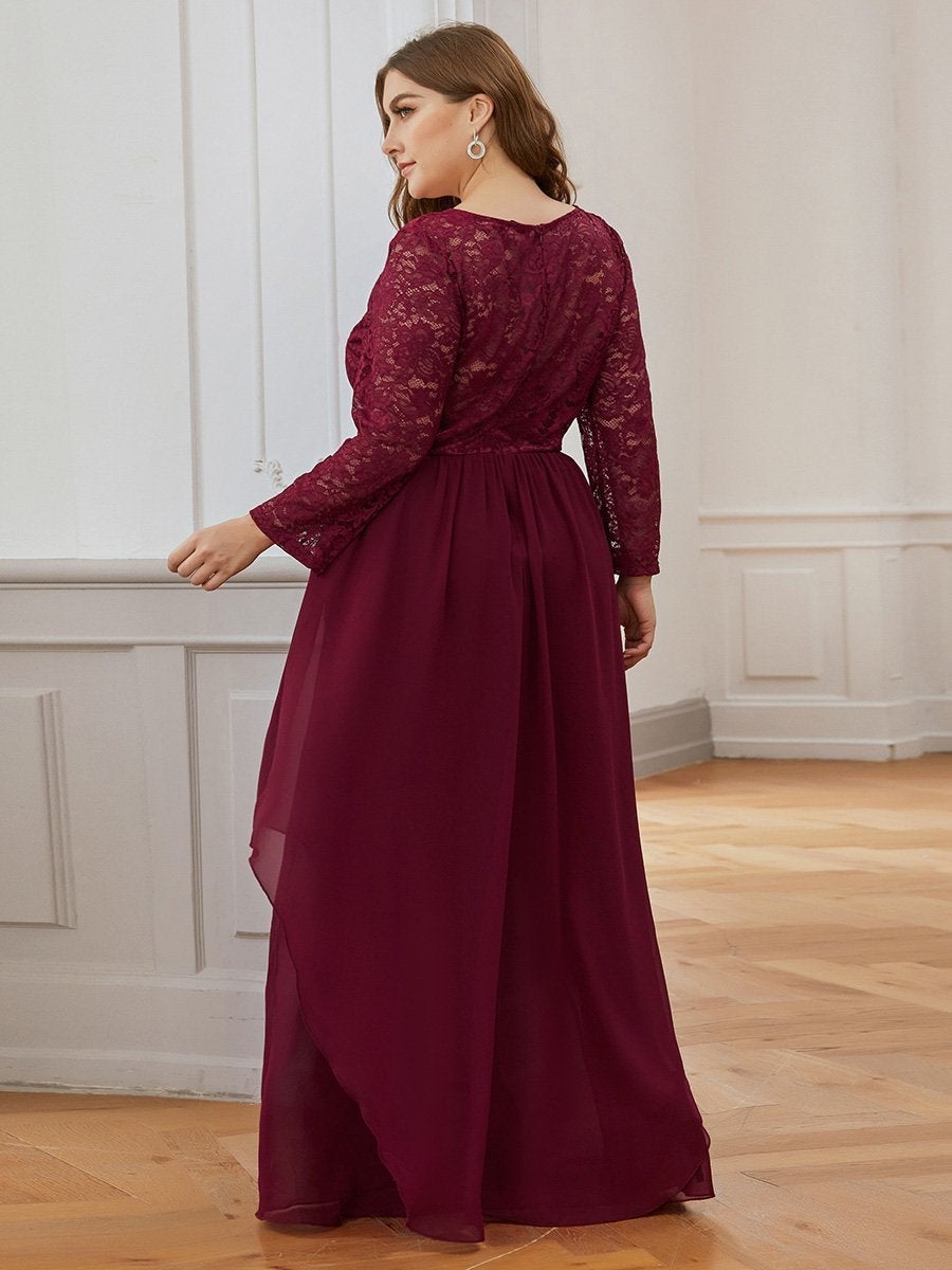 Floral Chiffon Wholesale Bridesmaid Dresses With Long Lace Sleeves