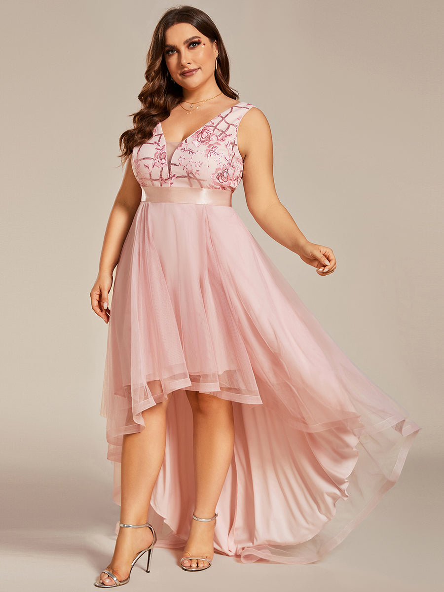 Pink lace outlet high low dress