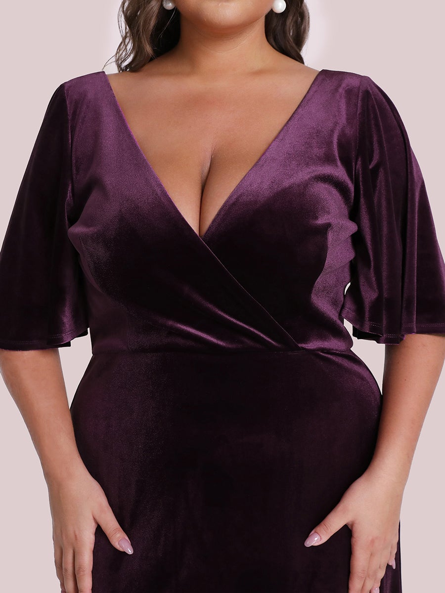 Evening Dresses for Women Velvet Elegant Double V Neck Plus Size