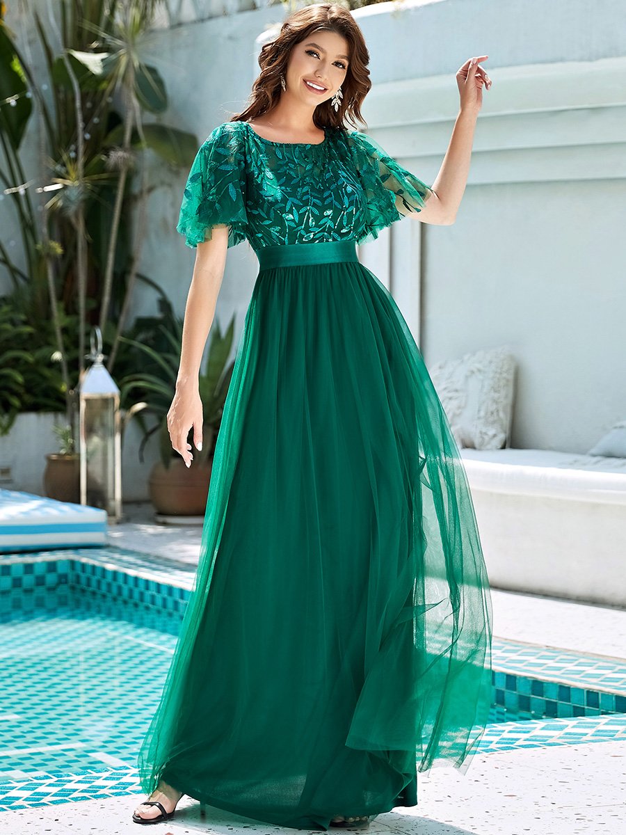 Cap sleeve green dress best sale