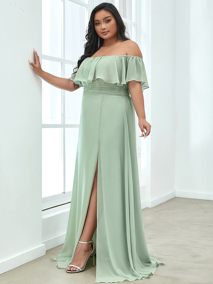 Plus size off outlet the shoulder ruffle dress