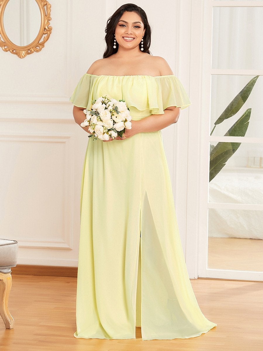 Off the Shoulder Wholesale Bridesmaid Dresses Side Split Plus Size