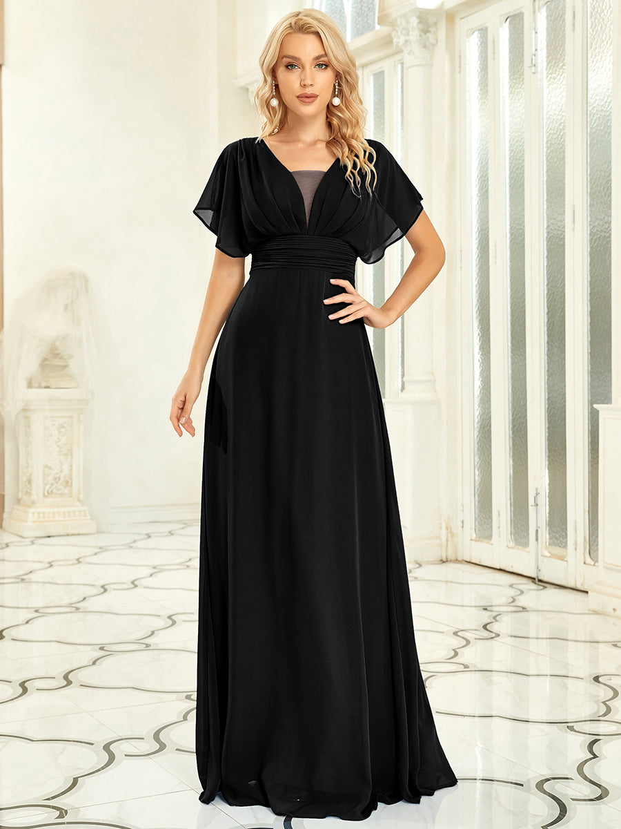 Wholesale Empire Waist A-Line Evening Party Chiffon Dress