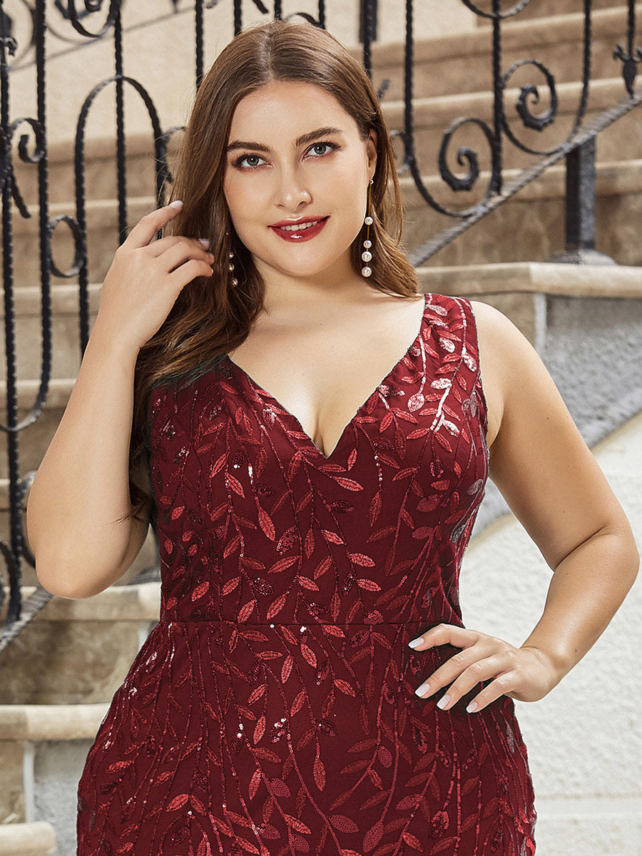 Burgundy party dress plus on sale size