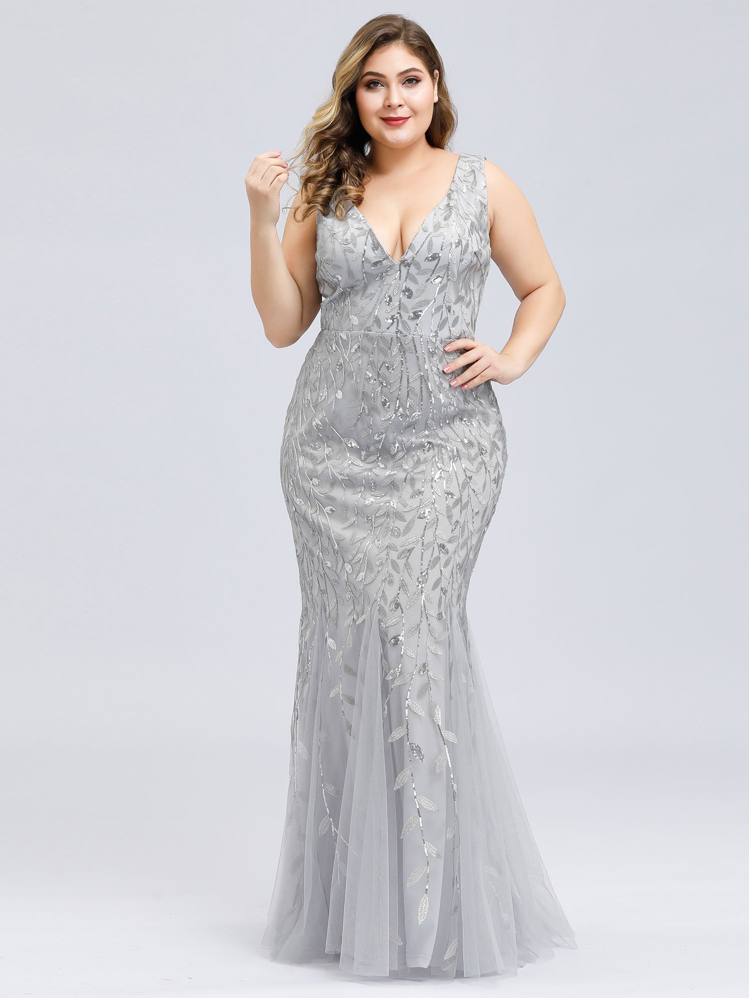 Plus silver shops dress