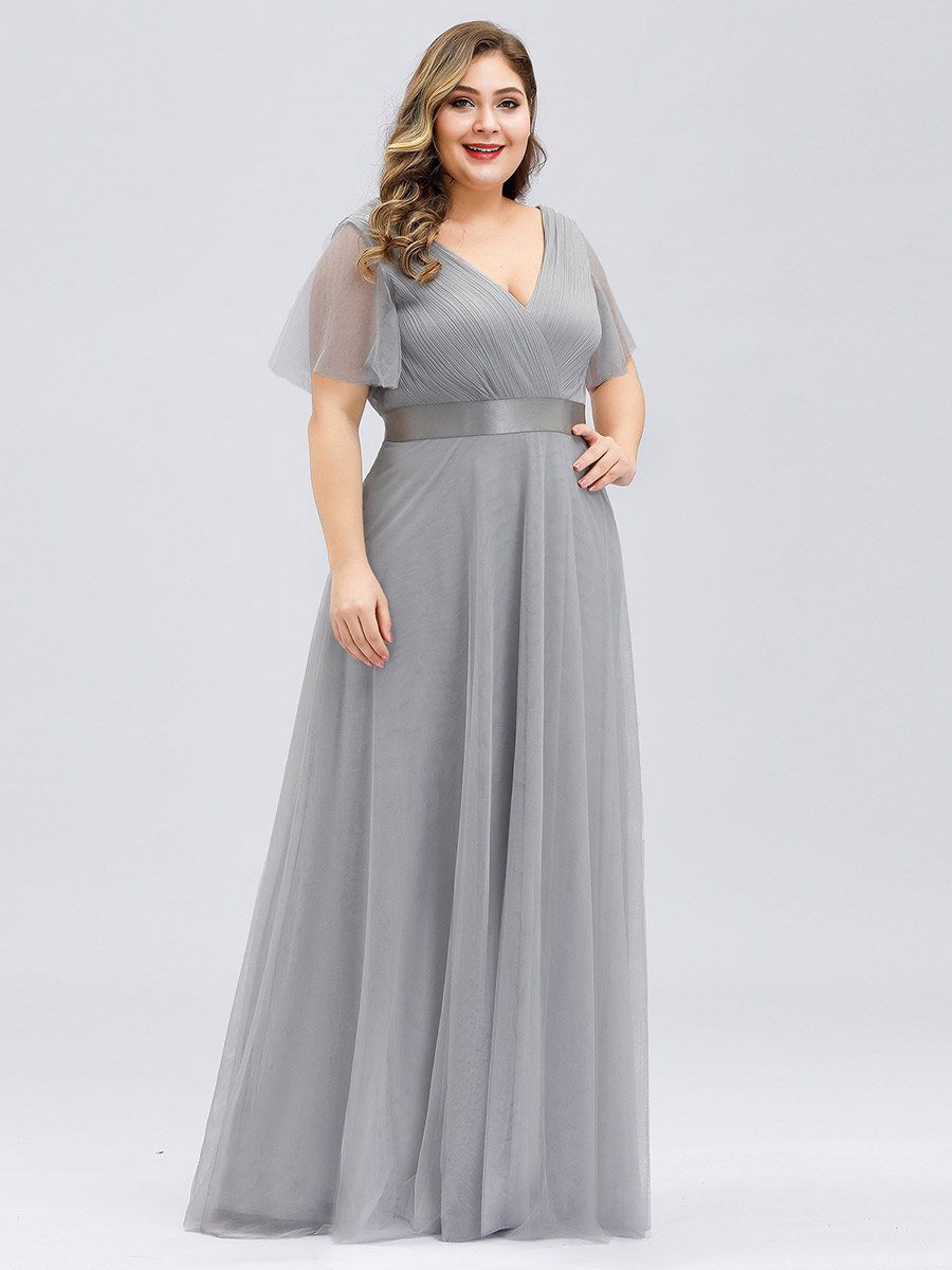 Silver plus size bridesmaid cheap dresses