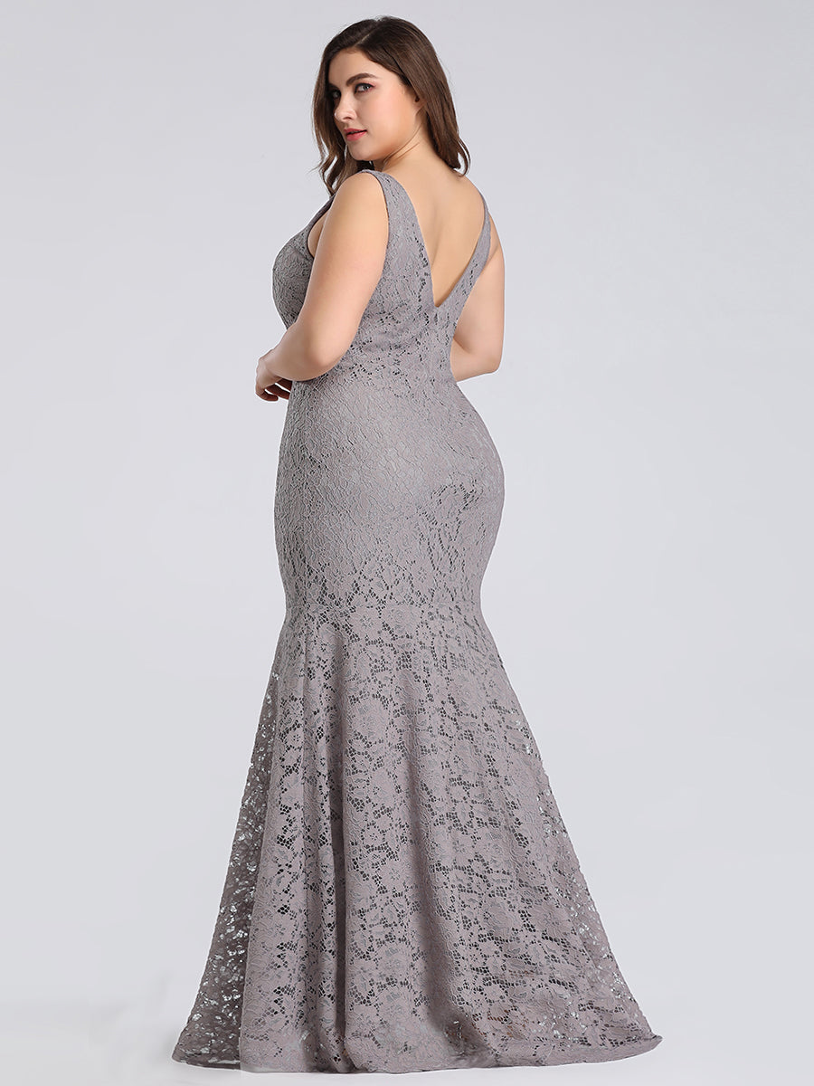 Plus size grey lace dress best sale