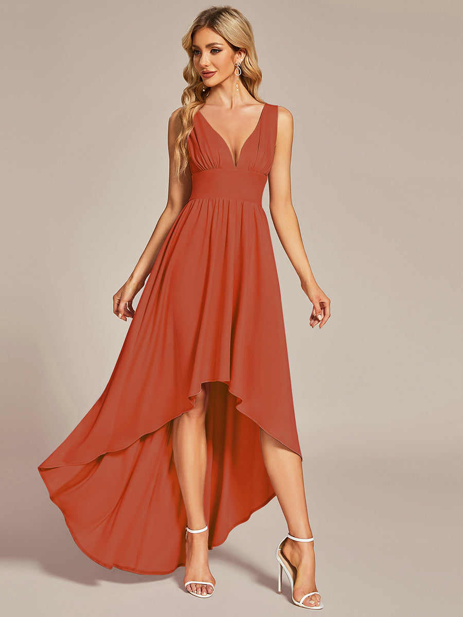 Coral High Low Bridesmaid Dress