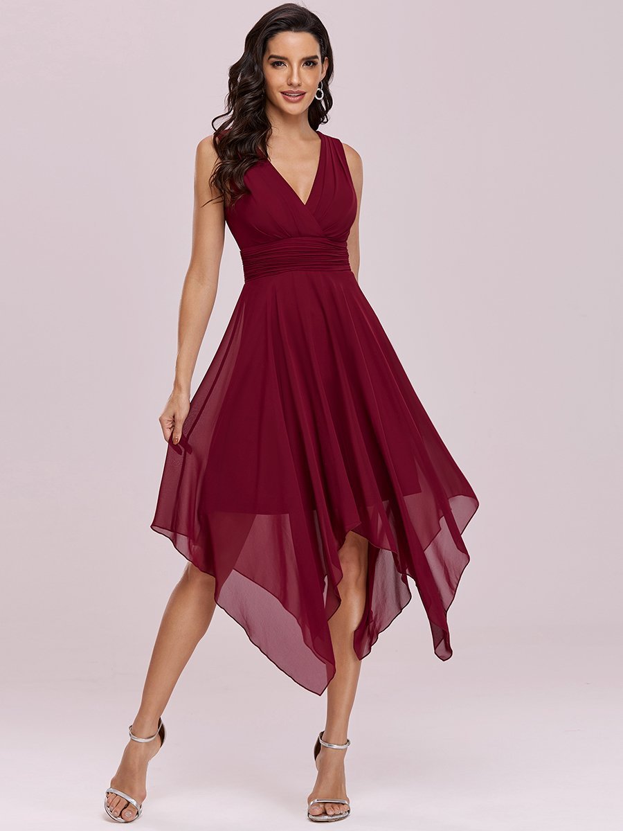 Knee length burgundy bridesmaid dresses best sale