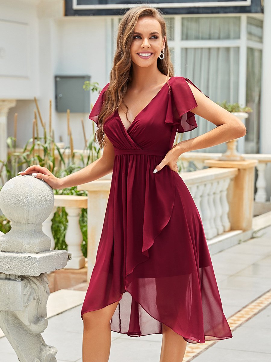 Hot Asymmetrical Hem Pagoda Sleeves Wholesale Bridesmaid Dresses