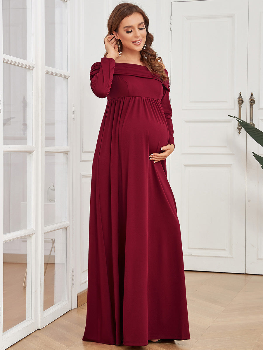 Long burgundy maternity dress best sale