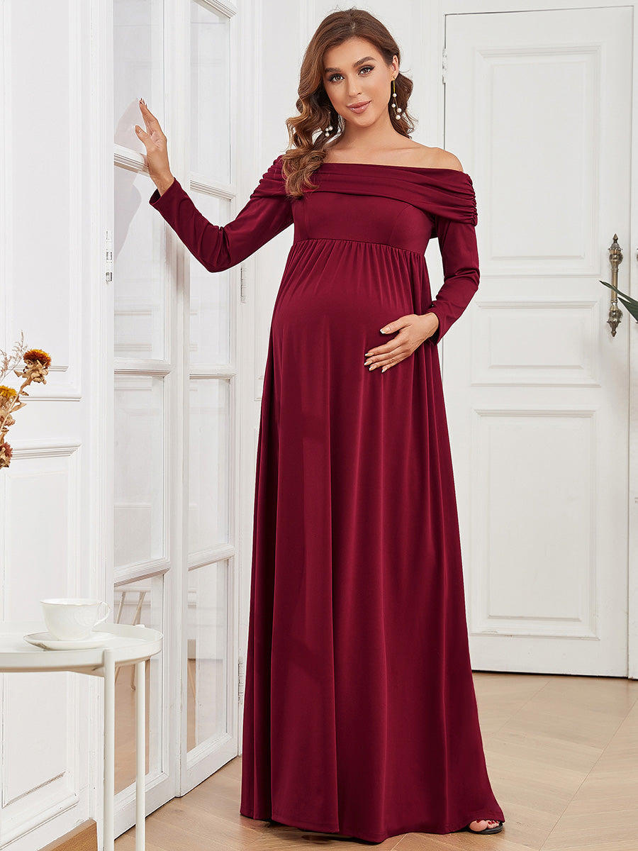 Long sleeve dresses fashion burgundy