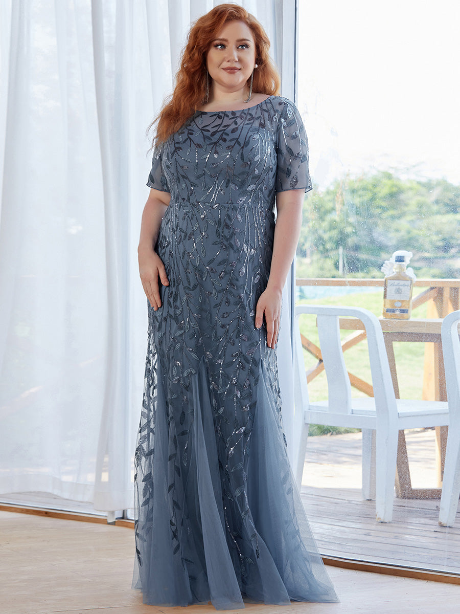 Blue and silver hot sale plus size dresses