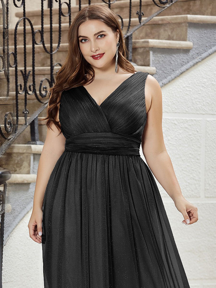 Wholesale Evening Dresses for Party Plus Size Sparkly Double V Neck