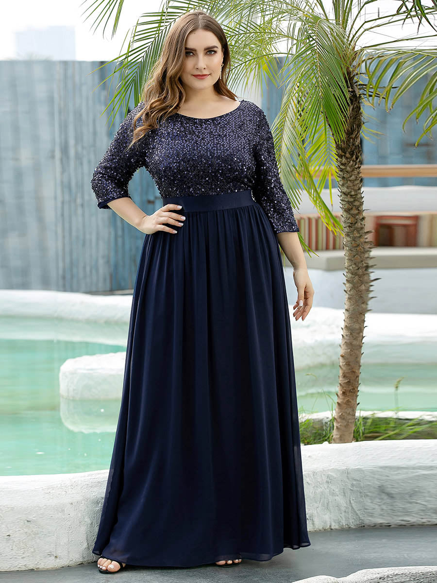 Plus size sequin hot sale formal gowns