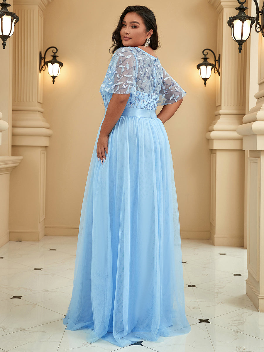 Pale blue plus size dress sales