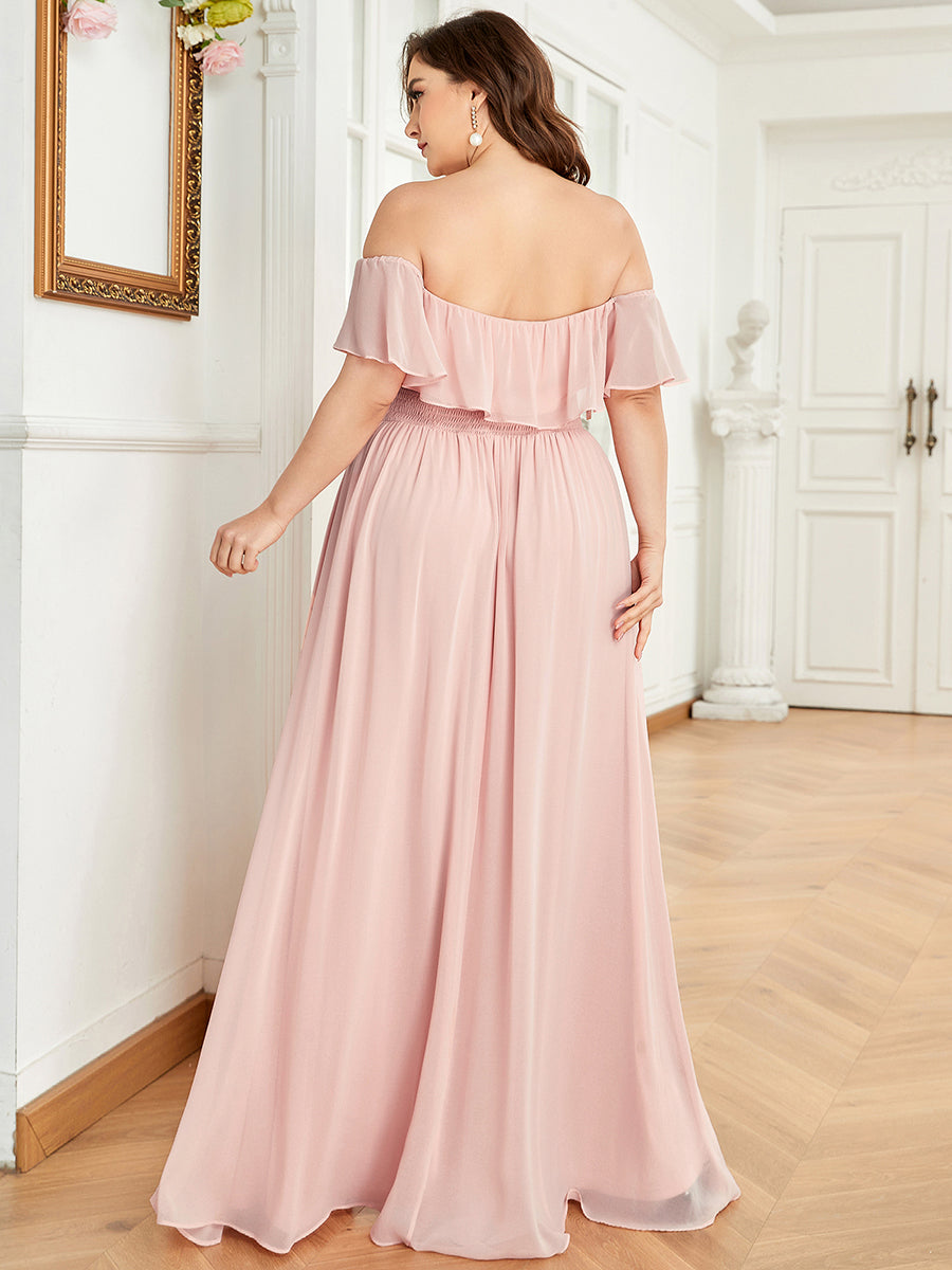 Off the Shoulder Wholesale Bridesmaid Dresses Side Split Plus Size