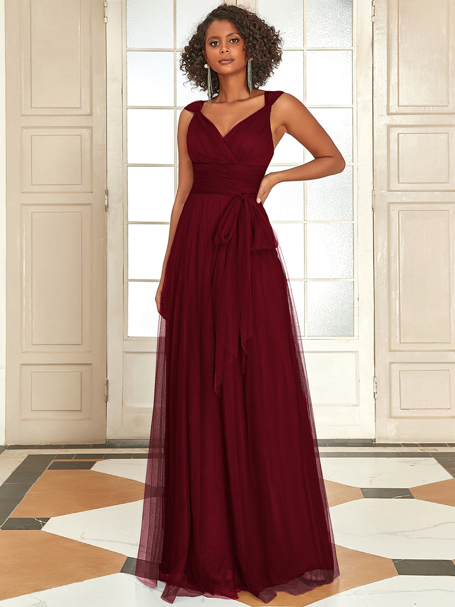 Floor length hotsell burgundy bridesmaid dress