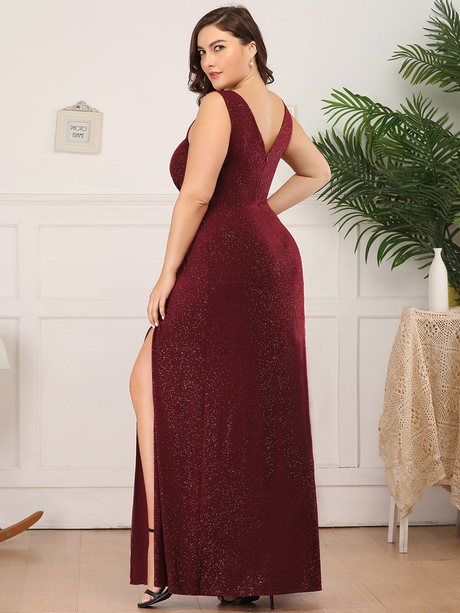 Wine colored plus on sale size formal dress