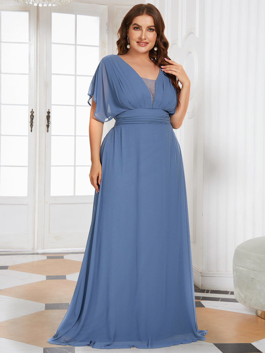 Evening Party Dress Plus Size Women A-Line Empire Waist Chiffon