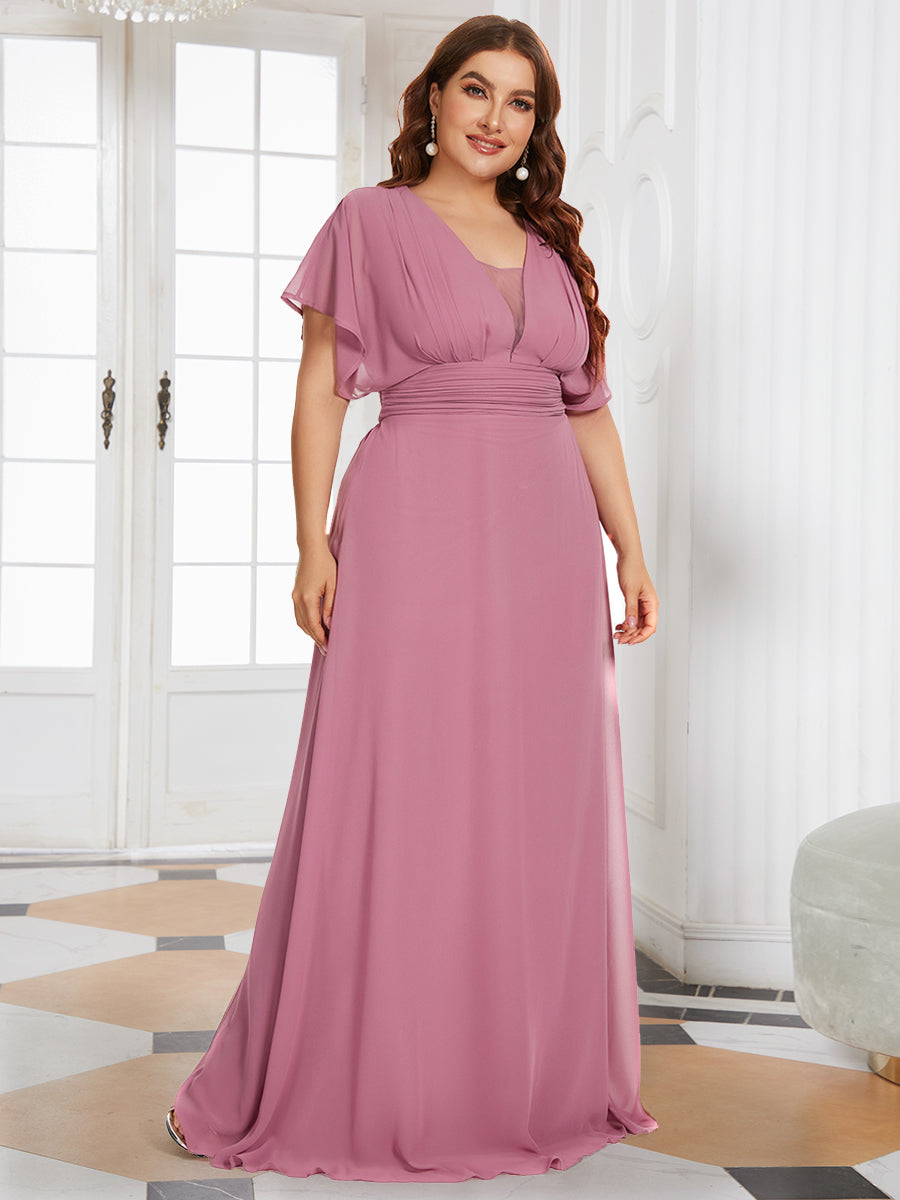 Evening Party Dress Plus Size Women A Line Empire Waist Chiffon