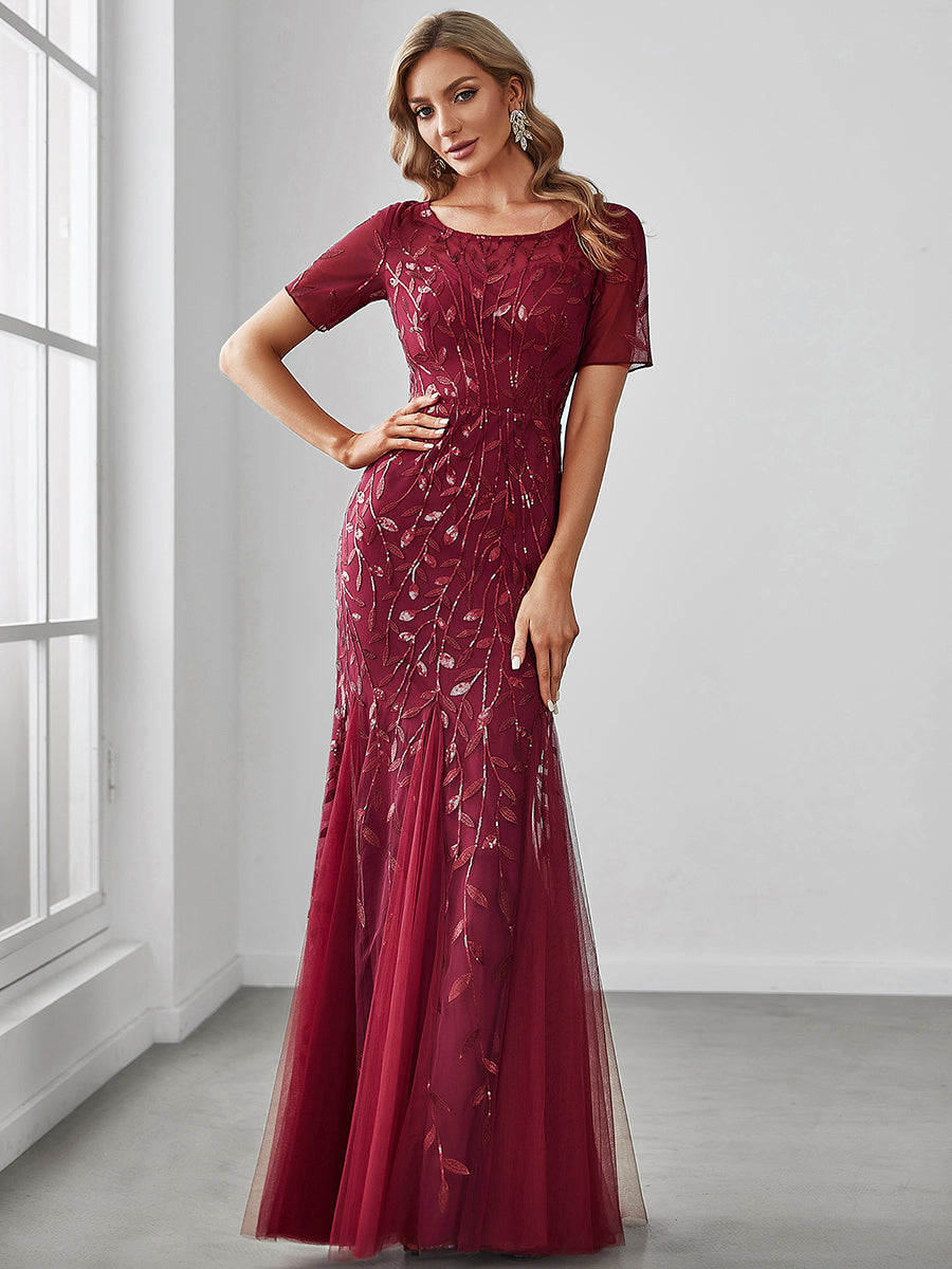 Fishtail burgundy dress hotsell